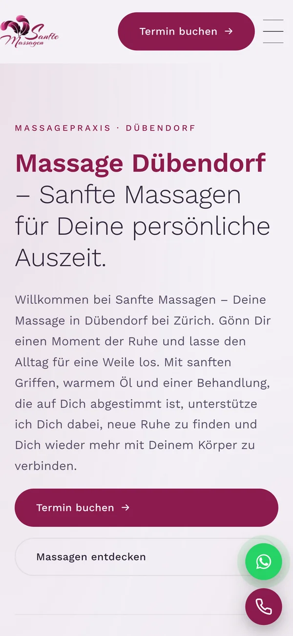 Dieselbe Website auf dem Smartphone — vollständig mobil-optimiert